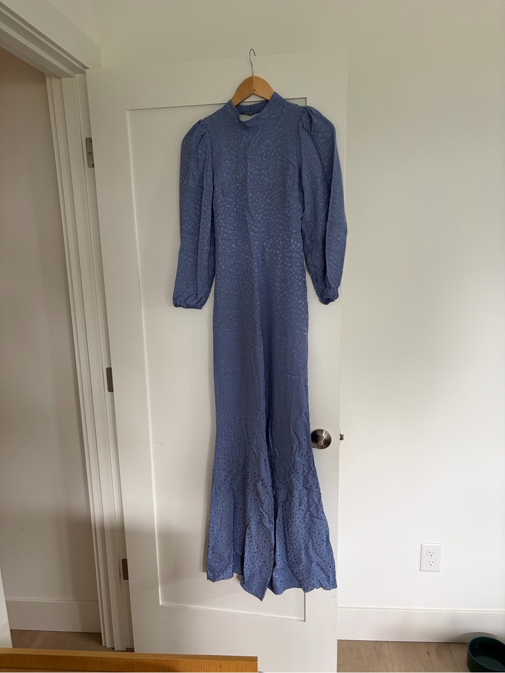Dusty Blue Long Sleeve Pantsuit with High Neck